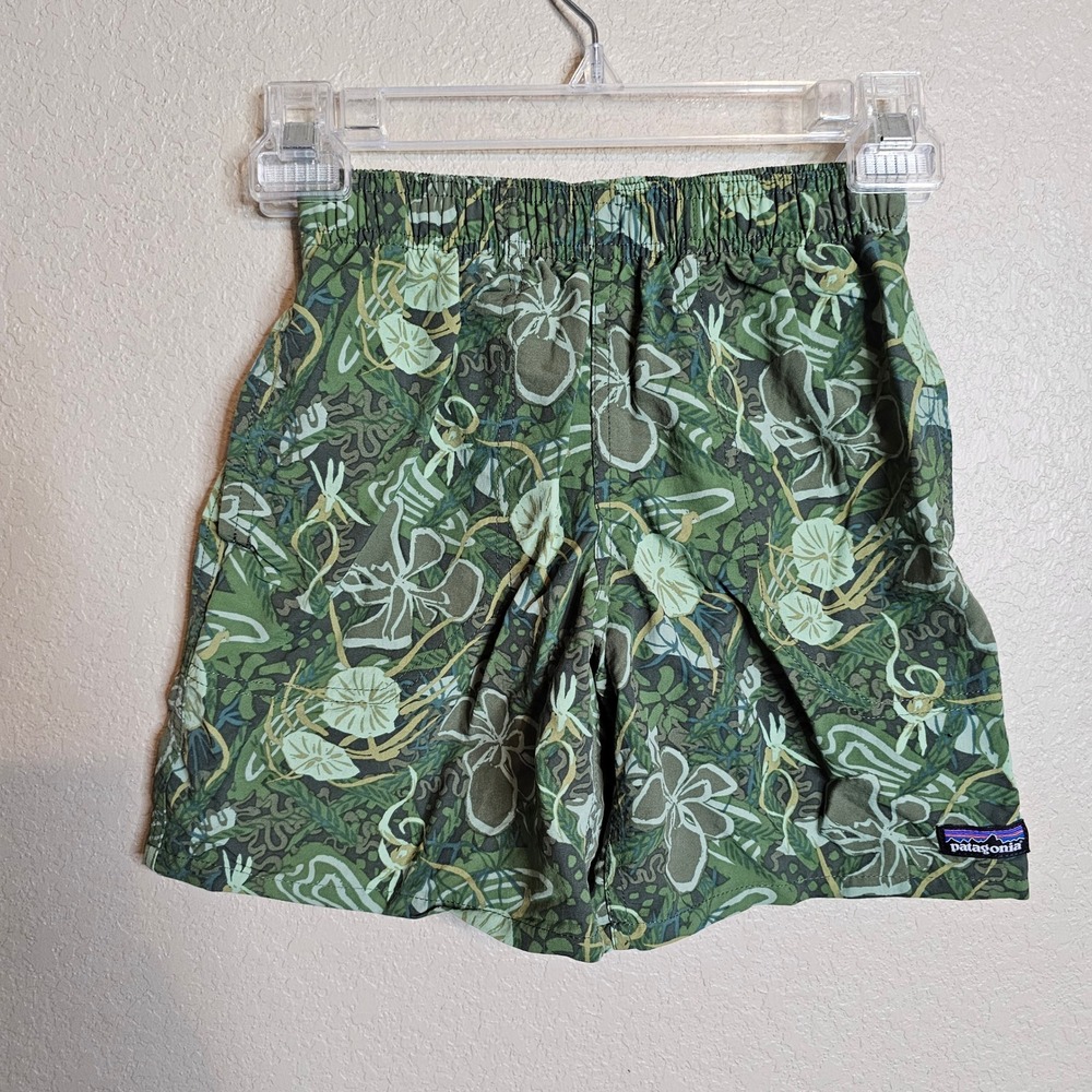 Patagonia Kids Baggies Shorts Green Floral Print Small